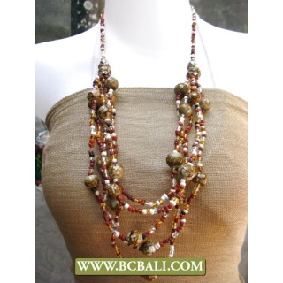 Brown Stone mix Squins Fashion Necklaces